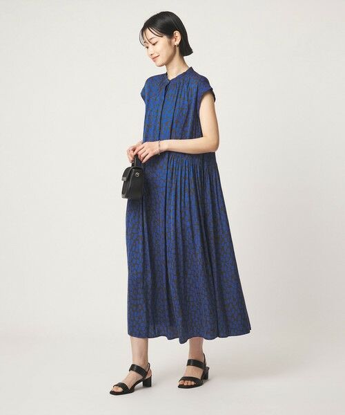 green label relaxing / グリーンレーベル リラクシング ロング・マキシ丈ワンピース | サテン ギャザー フレンチスリーブ ワンピース | 詳細25