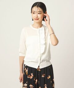 green label relaxing / グリーンレーベル リラクシング カーディガン・ボレロ | フリル ショートスリーブ ニット カーディガン