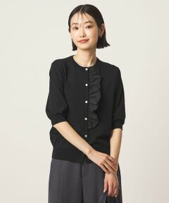 フリル ショートスリーブ ニット カーディガン