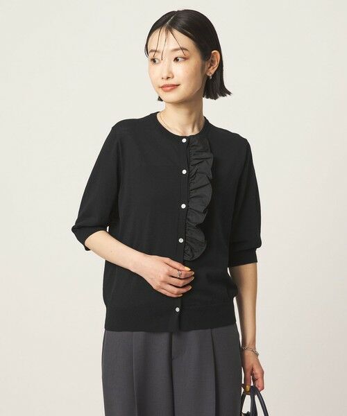 green label relaxing / グリーンレーベル リラクシング カーディガン・ボレロ | フリル ショートスリーブ ニット カーディガン | 詳細5