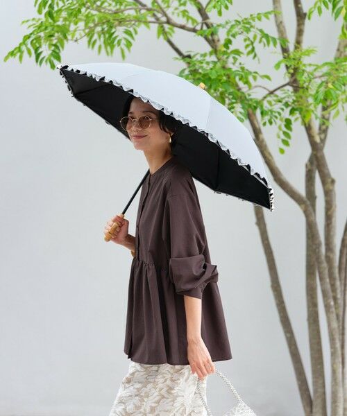 green label relaxing / グリーンレーベル リラクシング 傘 | 【別注】＜Wpc.＞UVO フリル 2段折りたたみ日傘 / アンブレラ 晴雨兼用 レイン | 詳細1