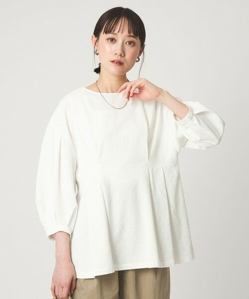 green label relaxing / グリーンレーベル リラクシング シャツ・ブラウス | ウエスト タック ブラウス UVカット 通気性（WHITE）