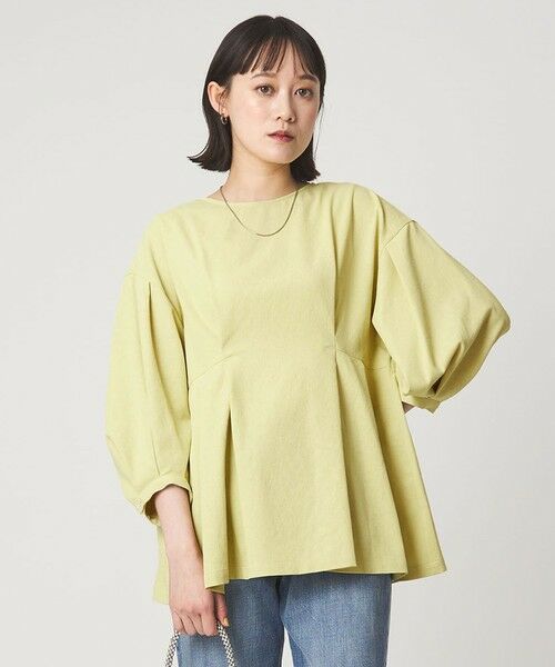 green label relaxing / グリーンレーベル リラクシング シャツ・ブラウス | ウエスト タック ブラウス UVカット 通気性（YELLOW）