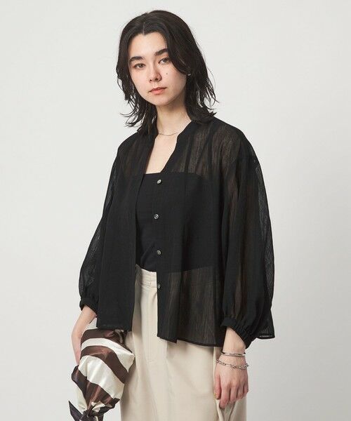 green label relaxing / グリーンレーベル リラクシング シャツ・ブラウス | ラミーライク マチ フレア ブラウス | 詳細10