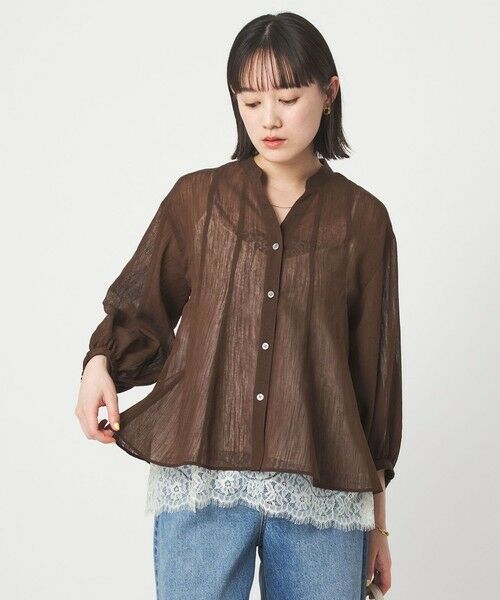 green label relaxing / グリーンレーベル リラクシング シャツ・ブラウス | ラミーライク マチ フレア ブラウス | 詳細15
