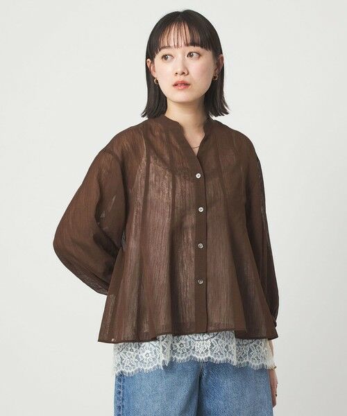 green label relaxing / グリーンレーベル リラクシング シャツ・ブラウス | ラミーライク マチ フレア ブラウス | 詳細16