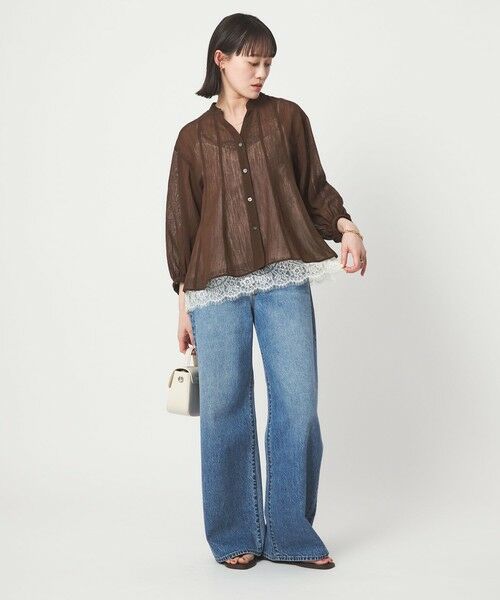 green label relaxing / グリーンレーベル リラクシング シャツ・ブラウス | ラミーライク マチ フレア ブラウス | 詳細17