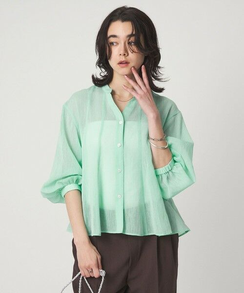 green label relaxing / グリーンレーベル リラクシング シャツ・ブラウス | ラミーライク マチ フレア ブラウス（LIME）