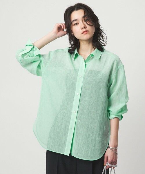 green label relaxing / グリーンレーベル リラクシング シャツ・ブラウス | ［size SHORTあり］ラミーライク シャツ 通気性（LIME）