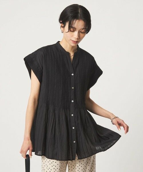 green label relaxing / グリーンレーベル リラクシング シャツ・ブラウス | ピンタック シャツ（BLACK）