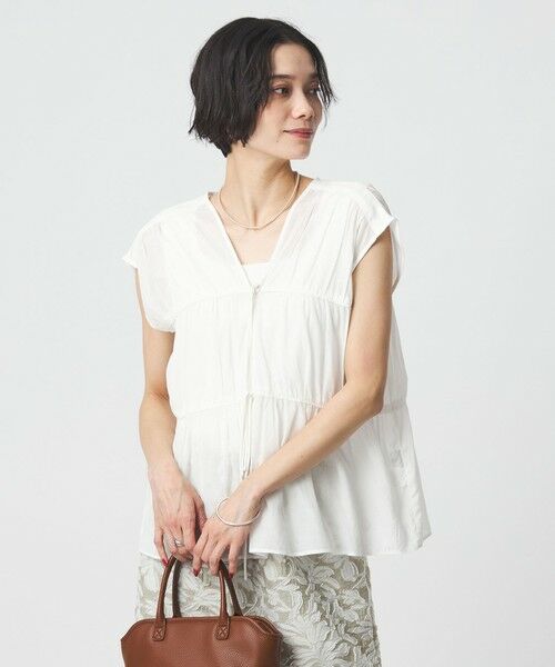 green label relaxing / グリーンレーベル リラクシング シャツ・ブラウス | ボリューム 2WAY リボン ノースリーブ ブラウス | 詳細1