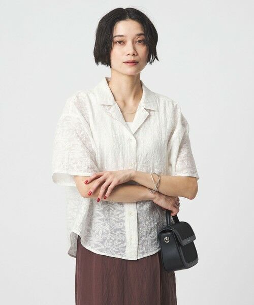 green label relaxing / グリーンレーベル リラクシング シャツ・ブラウス | ジャガード シャツ（OFF WHITE）