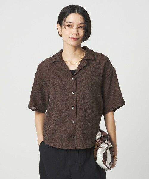 green label relaxing / グリーンレーベル リラクシング シャツ・ブラウス | ジャガード シャツ（MD.BROWN）