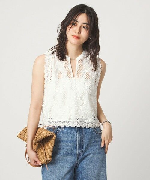 green label relaxing / グリーンレーベル リラクシング ベスト | エンブロイダリー ベスト（OFF WHITE）