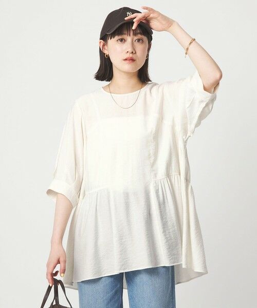 green label relaxing / グリーンレーベル リラクシング シャツ・ブラウス | エアリー ボリューム ブラウス（WHITE）