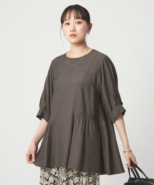 green label relaxing / グリーンレーベル リラクシング シャツ・ブラウス | エアリー ボリューム ブラウス（DK.GRAY）