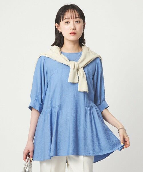 green label relaxing / グリーンレーベル リラクシング シャツ・ブラウス | エアリー ボリューム ブラウス（LT.BLUE）