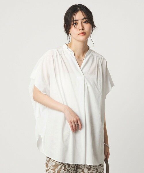 green label relaxing / グリーンレーベル リラクシング シャツ・ブラウス | ［size SHORTあり］ショルダー タック スキッパー ブラウス（OFF WHITE）