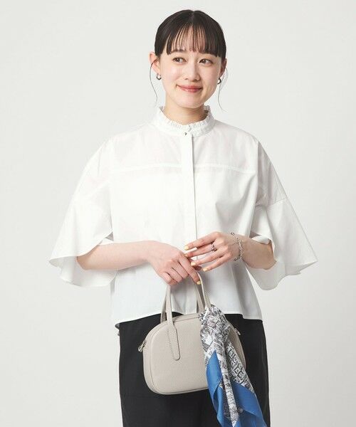 green label relaxing / グリーンレーベル リラクシング シャツ・ブラウス | フレアスリーブ ブラウス 接触冷感（WHITE）