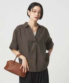 green label relaxing / グリーンレーベル リラクシング シャツ・ブラウス | リネン スキッパー ショートスリーブ シャツ