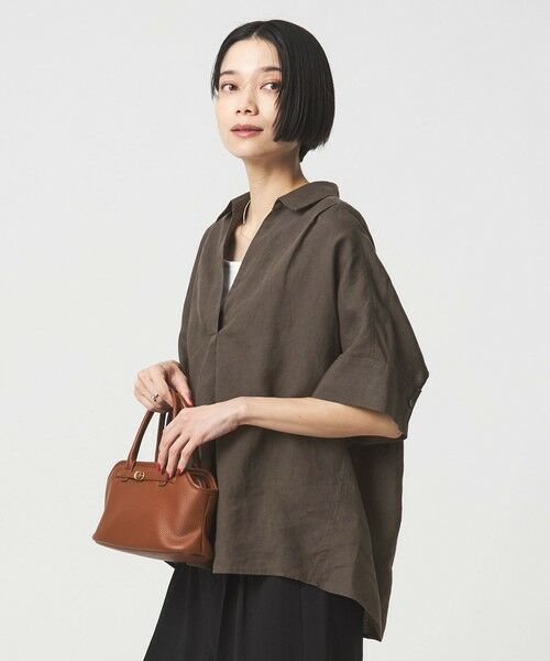 green label relaxing / グリーンレーベル リラクシング シャツ・ブラウス | リネン スキッパー ショートスリーブ シャツ | 詳細1