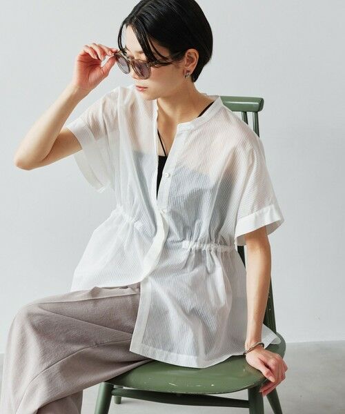 green label relaxing / グリーンレーベル リラクシング シャツ・ブラウス | 【結論シリーズ】ギャザーハイウエストブラウス［size SHORTあり］（WHITE）