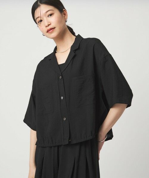 green label relaxing / グリーンレーベル リラクシング シャツ・ブラウス | 【WEB限定】＜at ease＞ポケット オープンカラー シャツ（BLACK）