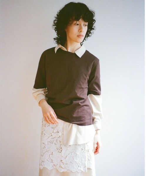 green label relaxing / グリーンレーベル リラクシング カットソー | ＜SEASONAL COLLECTION＞LOTUS クルーネック Tシャツ（DK.BROWN）