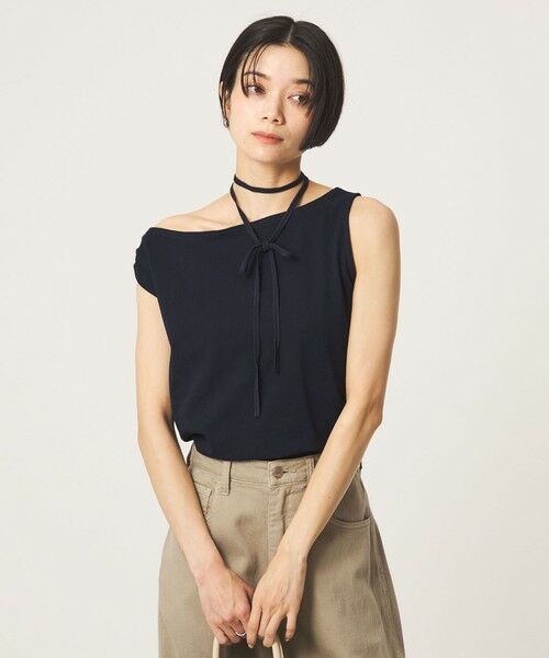 green label relaxing / グリーンレーベル リラクシング カットソー | 【別注】＜Plus by ONIT＞ワンショルダー トップス（NAVY）