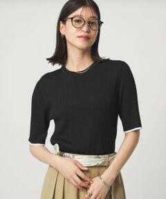 green label relaxing / グリーンレーベル リラクシング ニット・セーター | 【WEB限定】＜at ease＞ソデサキ バイカラー 5分袖 プルオーバー ニット