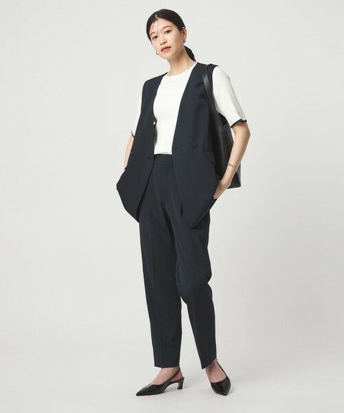 green label relaxing / グリーンレーベル リラクシング ニット・セーター | 【WEB限定】＜at ease＞ソデサキ バイカラー 5分袖 プルオーバー ニット | 詳細4