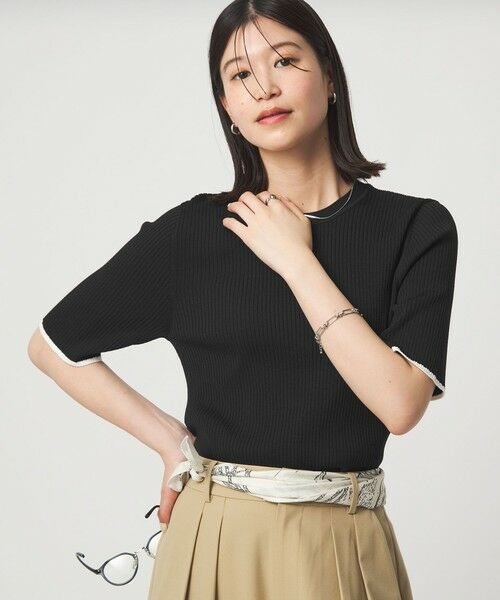 green label relaxing / グリーンレーベル リラクシング ニット・セーター | 【WEB限定】＜at ease＞ソデサキ バイカラー 5分袖 プルオーバー ニット | 詳細6