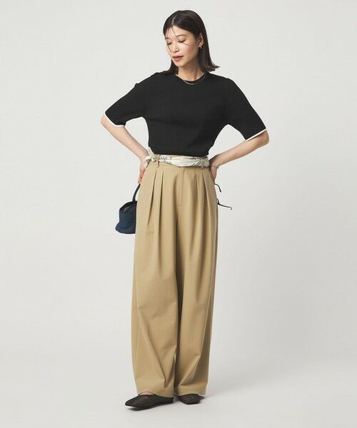 green label relaxing / グリーンレーベル リラクシング ニット・セーター | 【WEB限定】＜at ease＞ソデサキ バイカラー 5分袖 プルオーバー ニット | 詳細8