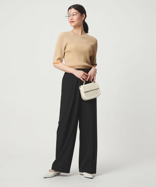 green label relaxing / グリーンレーベル リラクシング ニット・セーター | 【WEB限定】＜at ease＞ソデサキ バイカラー 5分袖 プルオーバー ニット | 詳細12