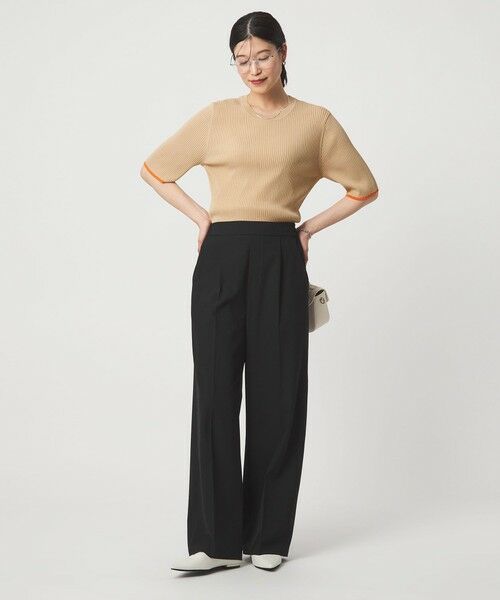 green label relaxing / グリーンレーベル リラクシング ニット・セーター | 【WEB限定】＜at ease＞ソデサキ バイカラー 5分袖 プルオーバー ニット | 詳細13