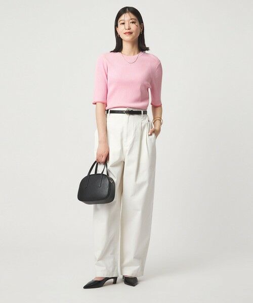 green label relaxing / グリーンレーベル リラクシング ニット・セーター | 【WEB限定】＜at ease＞ソデサキ バイカラー 5分袖 プルオーバー ニット | 詳細17