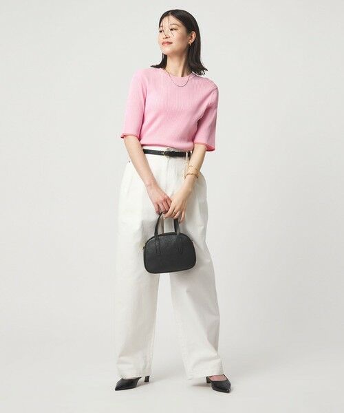 green label relaxing / グリーンレーベル リラクシング ニット・セーター | 【WEB限定】＜at ease＞ソデサキ バイカラー 5分袖 プルオーバー ニット | 詳細18