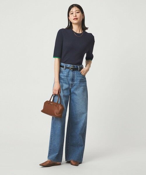 green label relaxing / グリーンレーベル リラクシング ニット・セーター | 【WEB限定】＜at ease＞ソデサキ バイカラー 5分袖 プルオーバー ニット | 詳細28