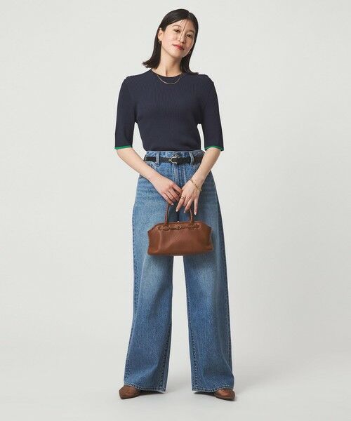 green label relaxing / グリーンレーベル リラクシング ニット・セーター | 【WEB限定】＜at ease＞ソデサキ バイカラー 5分袖 プルオーバー ニット | 詳細29