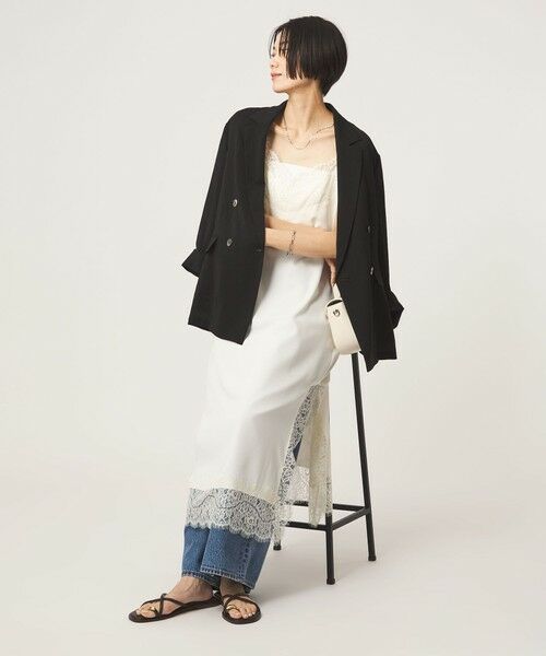 green label relaxing / グリーンレーベル リラクシング ロング・マキシ丈ワンピース | レース Vネック キャミソール ワンピース | 詳細1