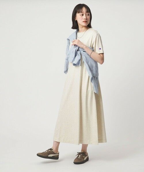green label relaxing / グリーンレーベル リラクシング ロング・マキシ丈ワンピース | 【別注】＜Champion＞ショートスリーブ フレア Tシャツ ワンピース | 詳細13