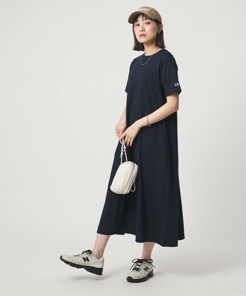 green label relaxing / グリーンレーベル リラクシング ロング・マキシ丈ワンピース | 【別注】＜Champion＞ショートスリーブ フレア Tシャツ ワンピース | 詳細16