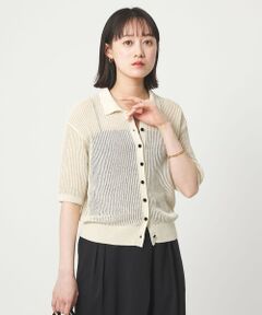 green label relaxing / グリーンレーベル リラクシング カーディガン・ボレロ | メッシュ ポロカーディガン ニット ウォッシャブル