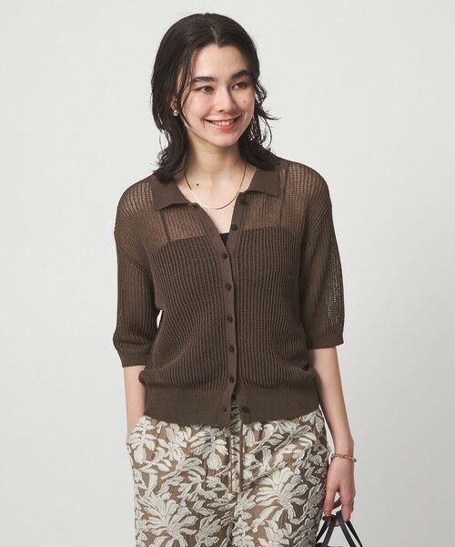 green label relaxing / グリーンレーベル リラクシング カーディガン・ボレロ | メッシュ ポロカーディガン ニット ウォッシャブル | 詳細9