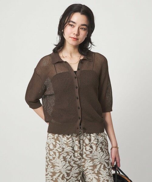 green label relaxing / グリーンレーベル リラクシング カーディガン・ボレロ | メッシュ ポロカーディガン ニット ウォッシャブル | 詳細10