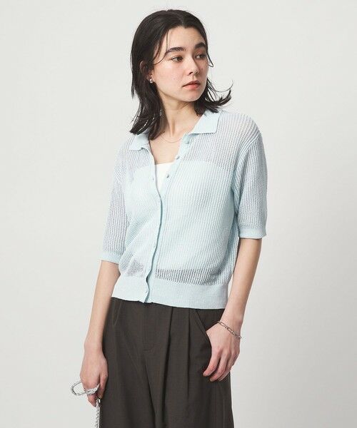 green label relaxing / グリーンレーベル リラクシング カーディガン・ボレロ | メッシュ ポロカーディガン ニット ウォッシャブル | 詳細14