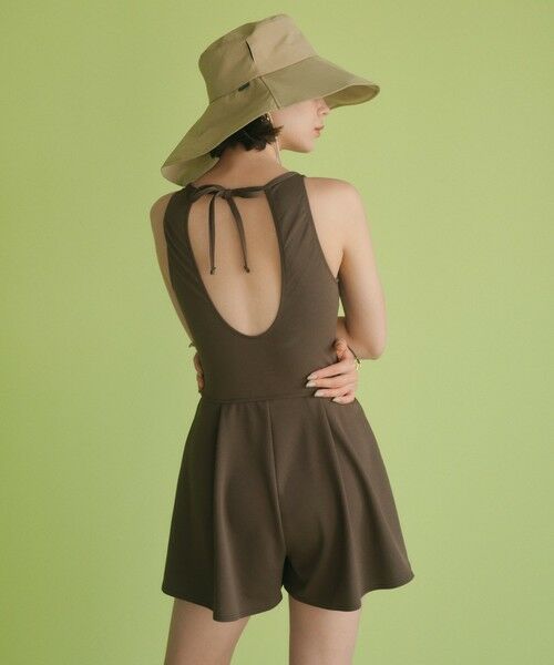 green label relaxing / グリーンレーベル リラクシング 水着・スイムグッズ | ジョーゼット風 バックオープン オールインワン スイムウェア / 水着（DK.BROWN）