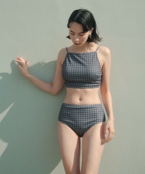 green label relaxing / グリーンレーベル リラクシング 水着・スイムグッズ | ハイネックビスチェ チェック柄 A スイムウェア / 水着（COBALT）