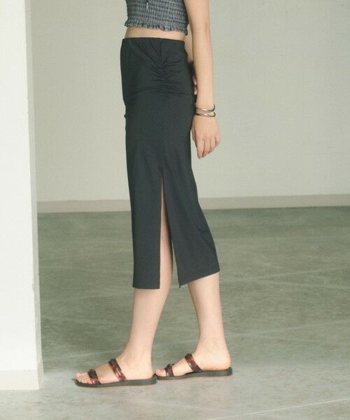 green label relaxing / グリーンレーベル リラクシング 水着・スイムグッズ | ラッシュサイドギャザースカート ラッシュガード / スイムウェア（BLACK）