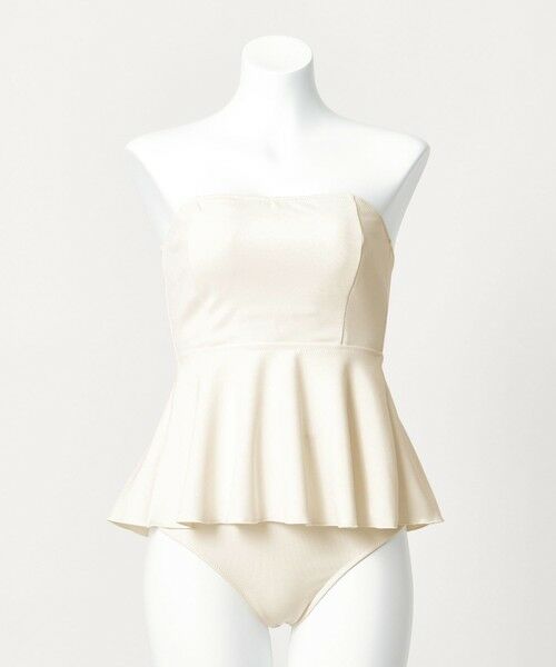 green label relaxing / グリーンレーベル リラクシング 水着・スイムグッズ | ジョーゼット風 ペプラムビスチェ オフホワイト スイムウェア / 水着 | 詳細4
